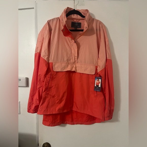 NWT Lauren James Coral Peach windbreaker jacket rollaway hood size XXL (M126) - Picture 1 of 8